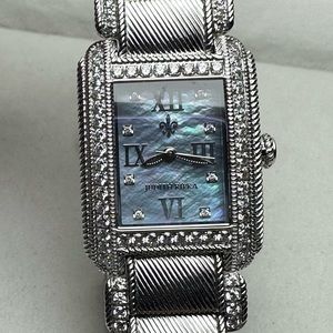 Judith Ripka Mother Of Pearl Diamonique Stainless Steel Bracelet Watch